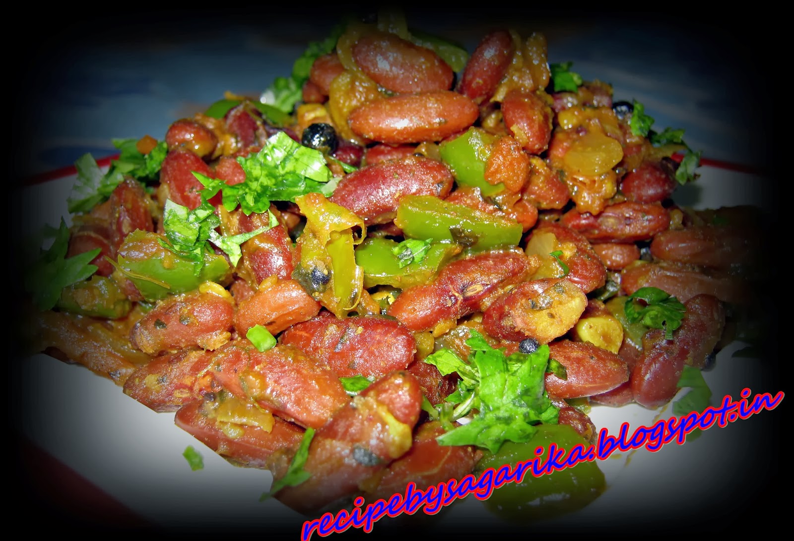Kunmun's Delicious Kitchen: DRY RAJMA-CAPSICUM (KIDNEY BEANS) MASALA