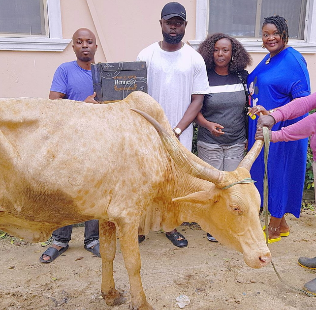 kunle churchill donates cow comedian ay