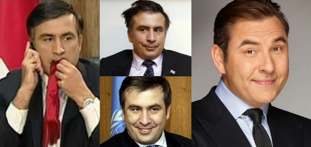 Images comparing David Walliams with the whacky faces of Mikheil Saakashvili