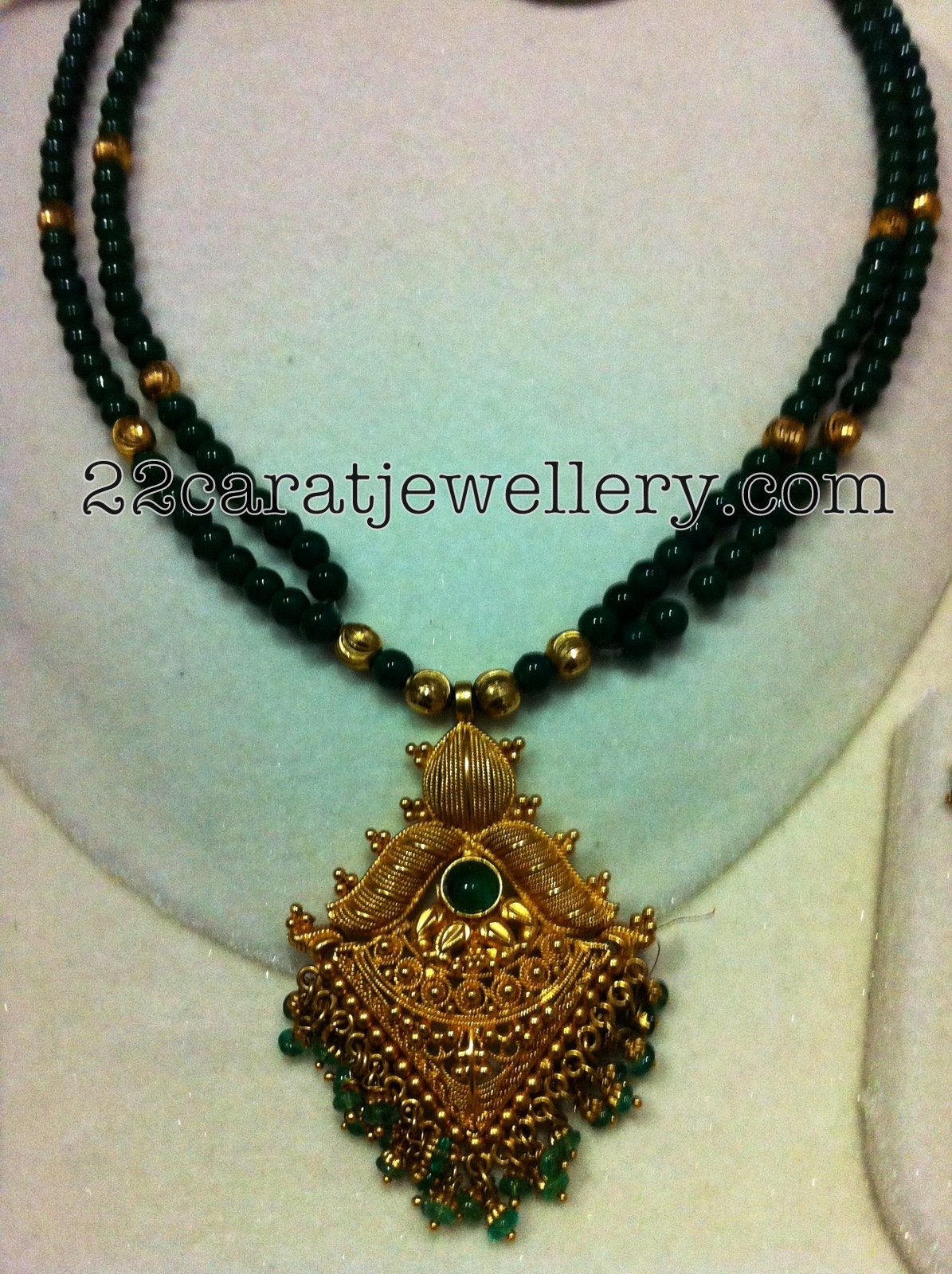 Jades Set with Gold Pendant Jewellery Designs