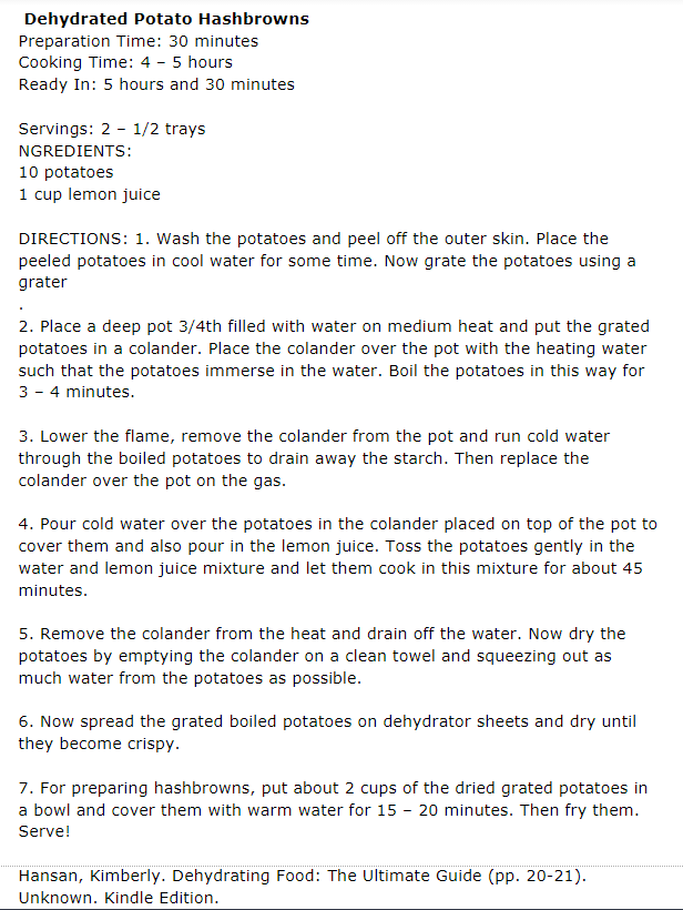 Dehydrating Made Simple Recipe Blog: Potatoes