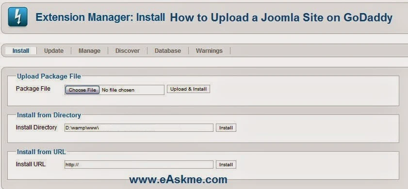 How to Upload a Joomla Site to GoDaddy : eAskme