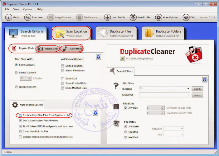 برنامج حذف الملفات والمجلدات المكررة كذلك المجلدات الفارغة بكل سهولة وتحديد أي مسار ومجلد تريد البحث فيه برنامج Duplicate Cleaner Pro 3.2