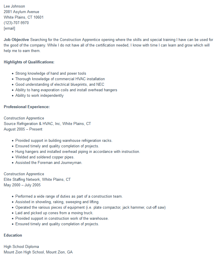 journeyman lineman resumes