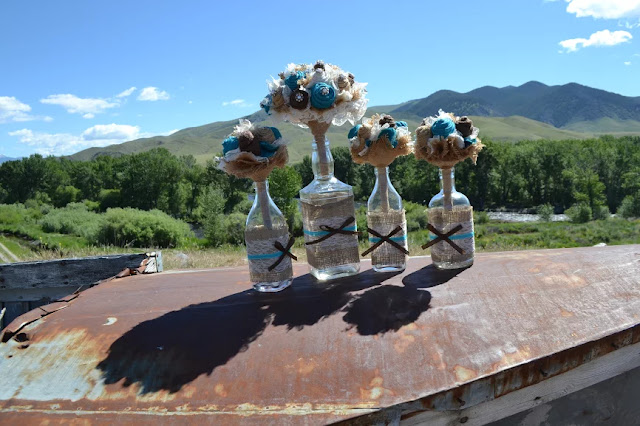 Rustic burlap and lace wedding bouquets by GypsyFarmGirl