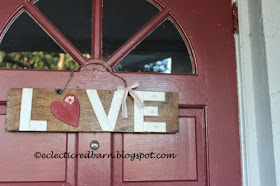 Eclectic Red Barn:  LOVE sign with ribbon added