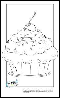 cupcake with cherry topper coloring pages
