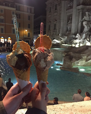 Trevi fountain with gelato