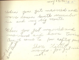 Iris Budd in autograph book belonging to Mary Davis Slade 1940-41