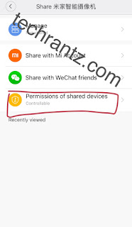 Photo showing the Share screen in Mi Home App