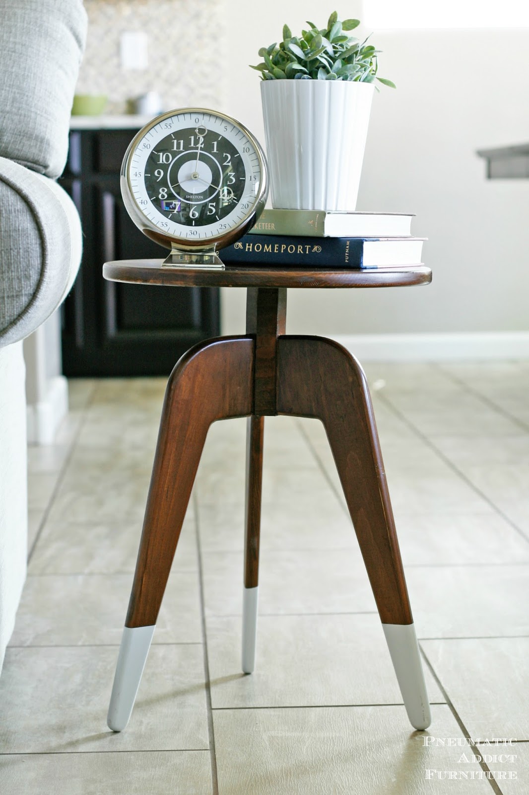 Modern 3 Leg End Table One Board Challenge Pneumatic Addict
