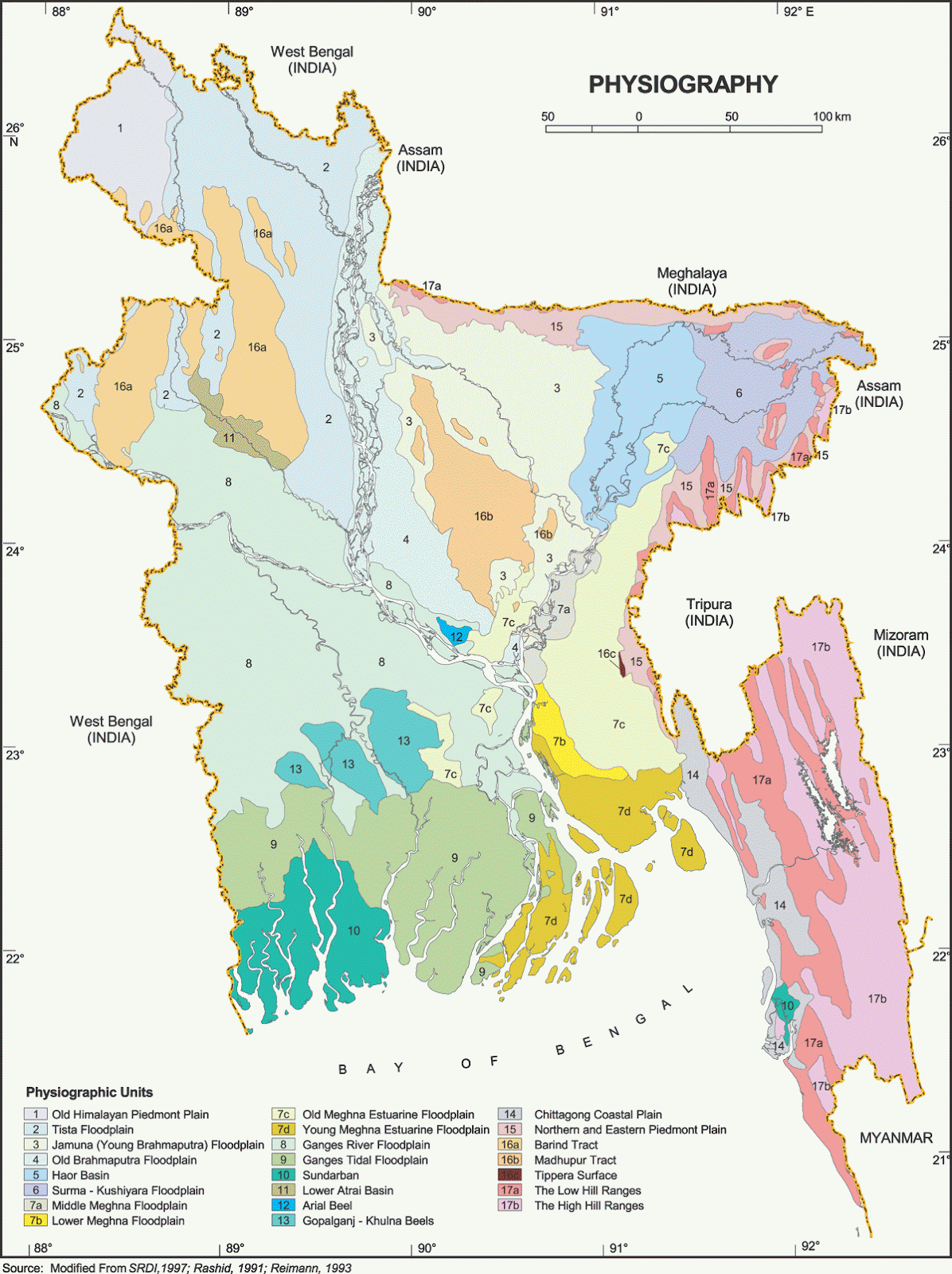 Maps of Bangladesh: Geo-morphology: Bangladesh