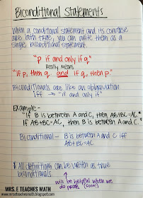 Mrs. E Teaches Math: Biconditional Statements Interactive Notebook Page