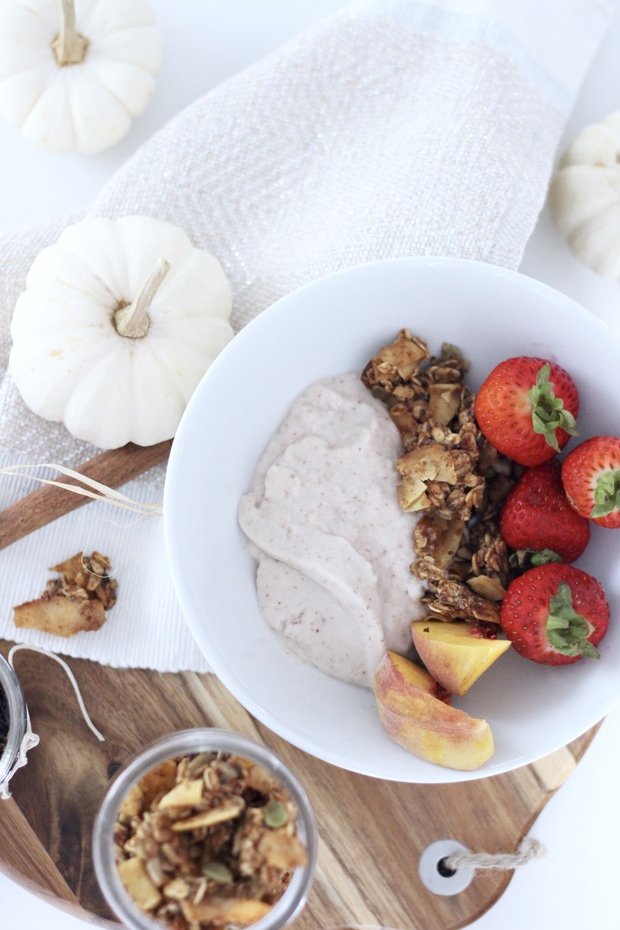 Healthy Pumpkin Spice granola with Hungry Buddha Coconut Chips 