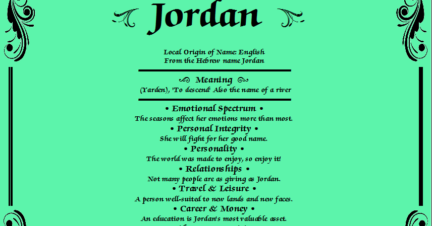Jordan  Meaning of Name