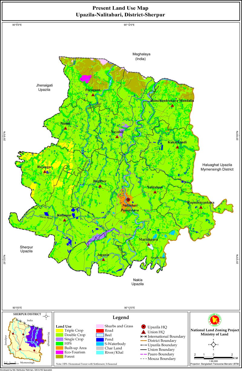 Nalitabari Upazila Mouza Map Sherpur District Bangladesh