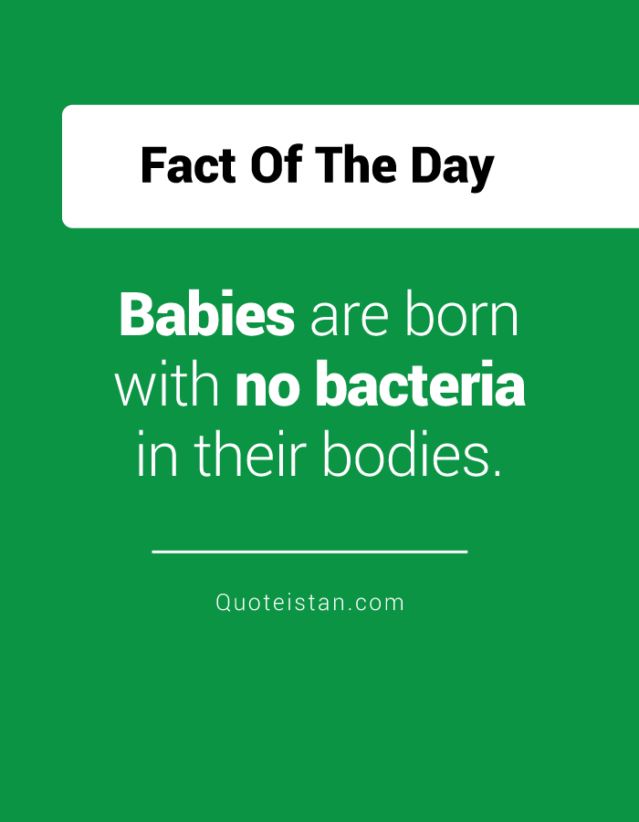 Babies are born with no bacteria in their bodies.