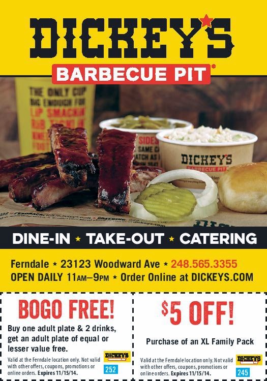 coupon, discount, review, restaurant, BBQ, fast casual, Detroit, Ferndale, Big Yellow Cup club, kids eat free, free, free ice cream, Dickey's