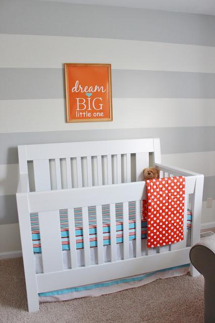 Nursery striped accent wall