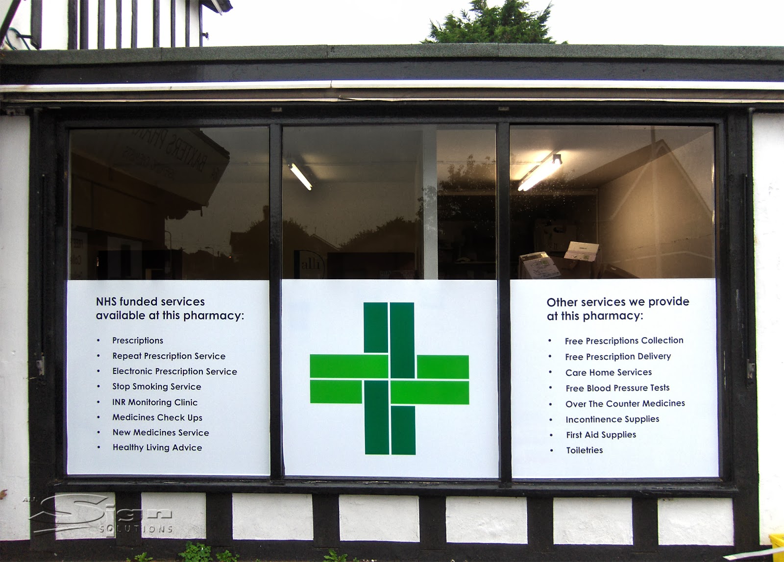 Baxters Pharmacy Window Display All Sign Solutions Signs and Graphics