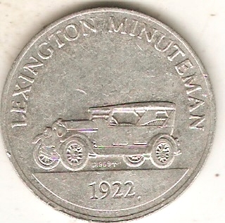 Tokens from my personal collection: LEXINGTON MINUTEMAN 1922 ANTIQUE