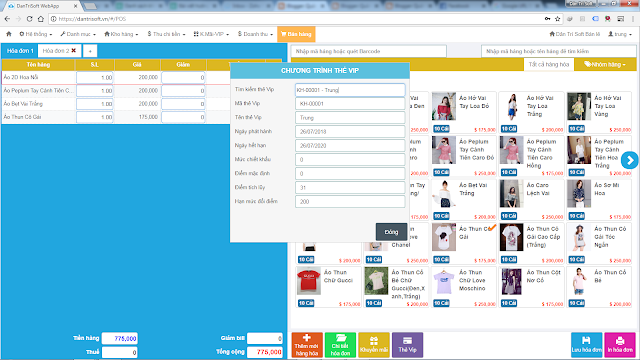 Hướng dẫn tạo chương trình tích điểm thẻ Vip phần mềm quản lí bán lẻ Dân Trí Soft phiên bản Online
