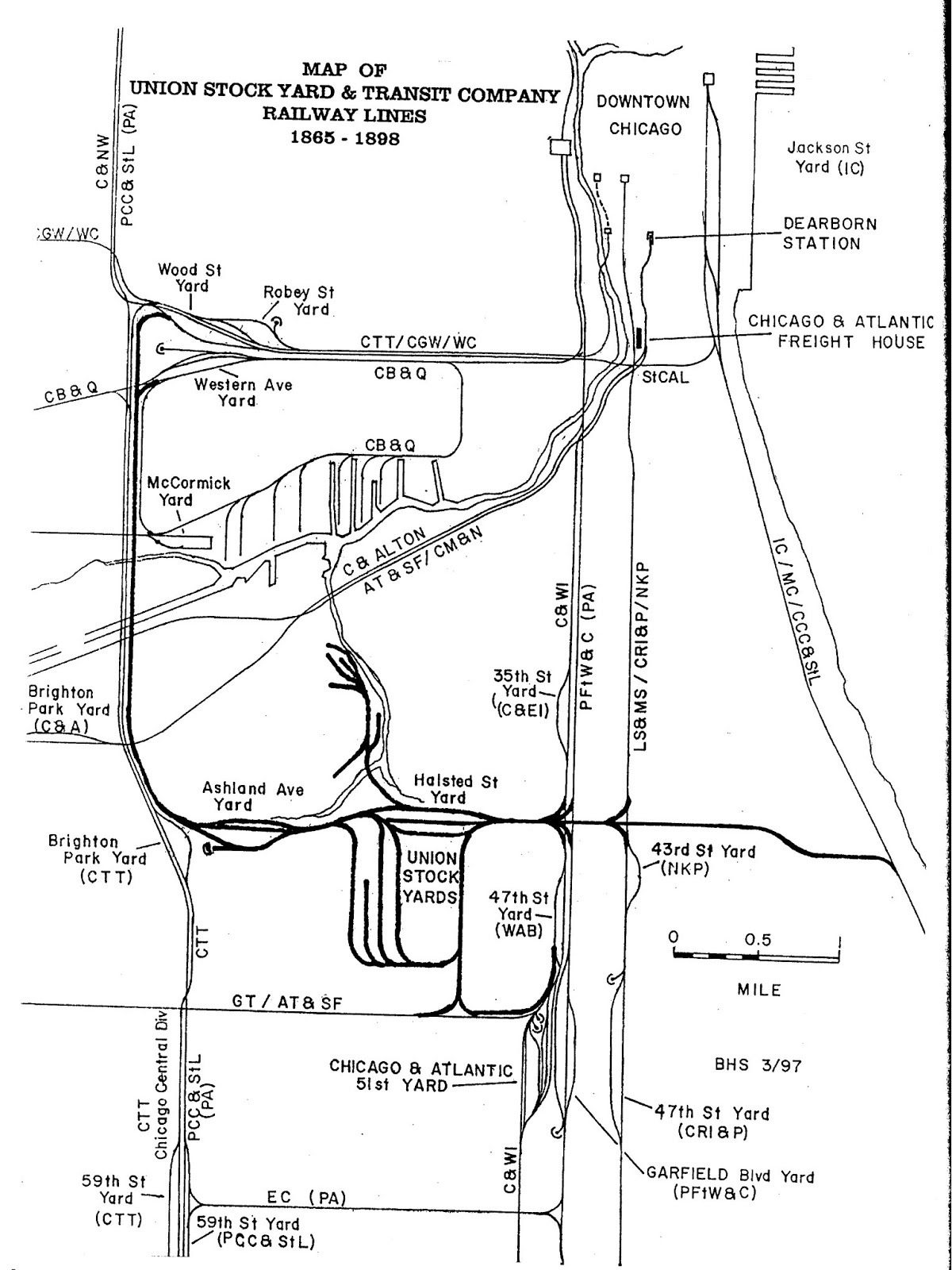 Union Stockyards Chicago Map Industrial History: Cj: Union Stockyard And Transit Company, 1865 (Chicago  Junction)