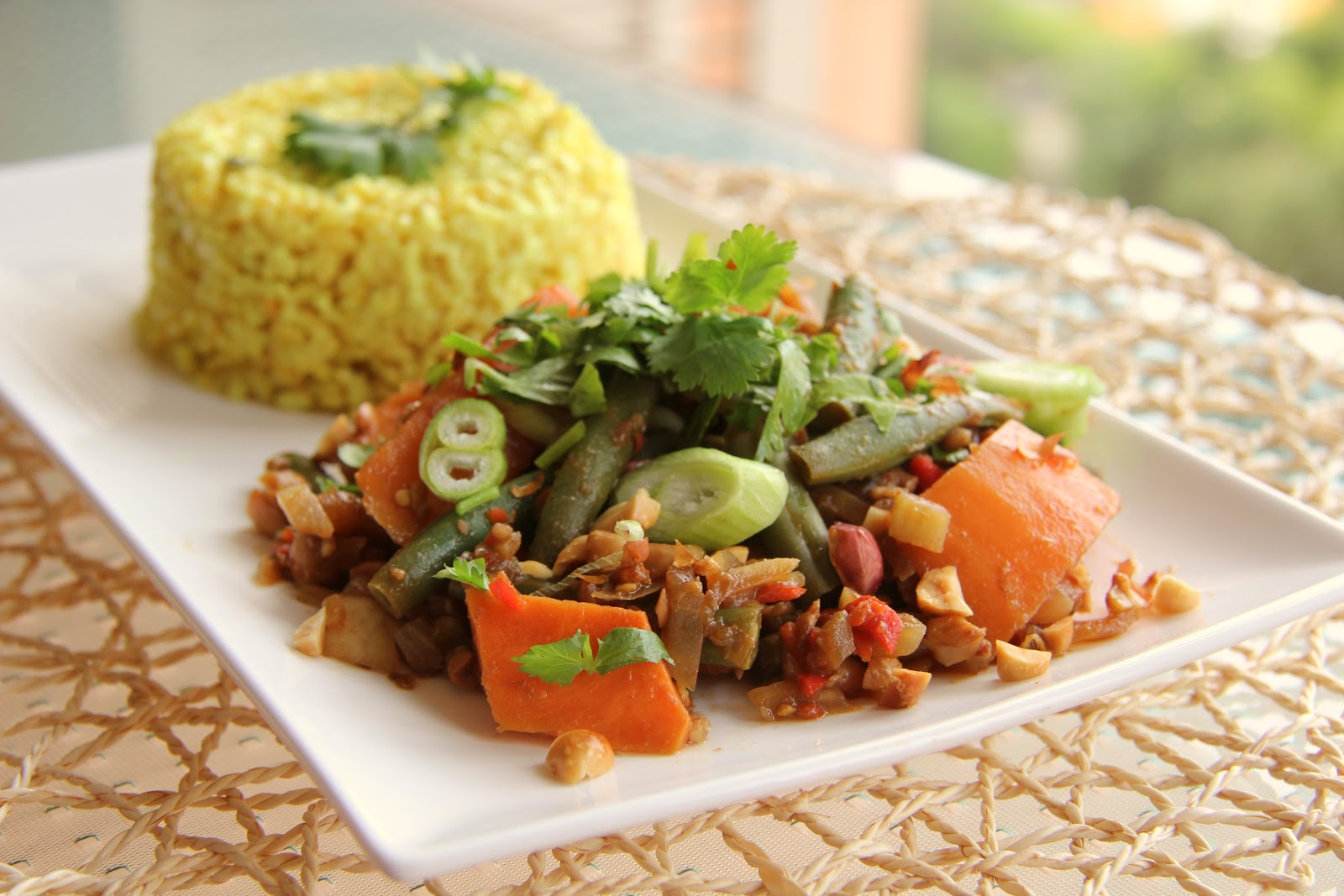 Tali's Tomatoes Sweet and Spicy Sweet Potato and Green Bean Stir Fry