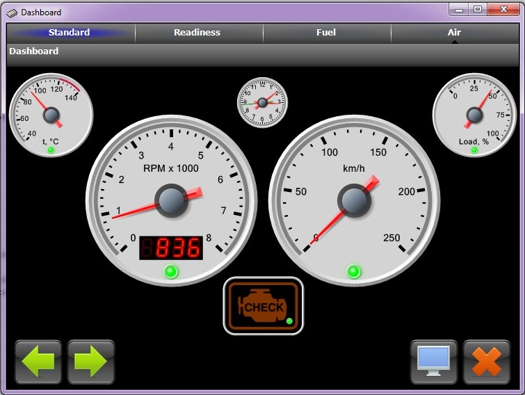 Menggunakan Tampilan Dashboard (Engine Check) pada ELM327 Car Scanner