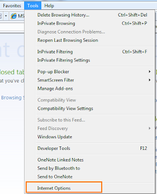 Internet Explorer Settings option