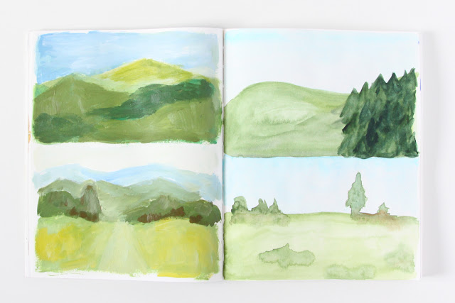 2x2, 2x2 sketchbook, #2x2sketchbook, sketchbooks, collaborative art, Dana Barbieri, Anne Butera, Landscape paintings