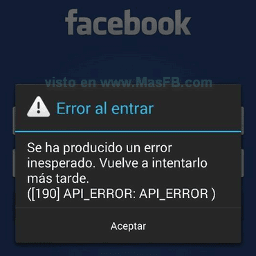 Error al entrar: API_ERROR 190 - MasFB