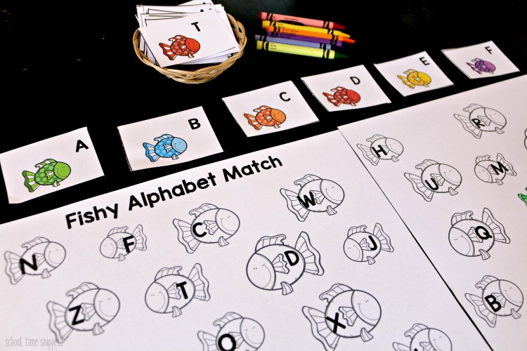 fish letter matching worksheet for preschoolers