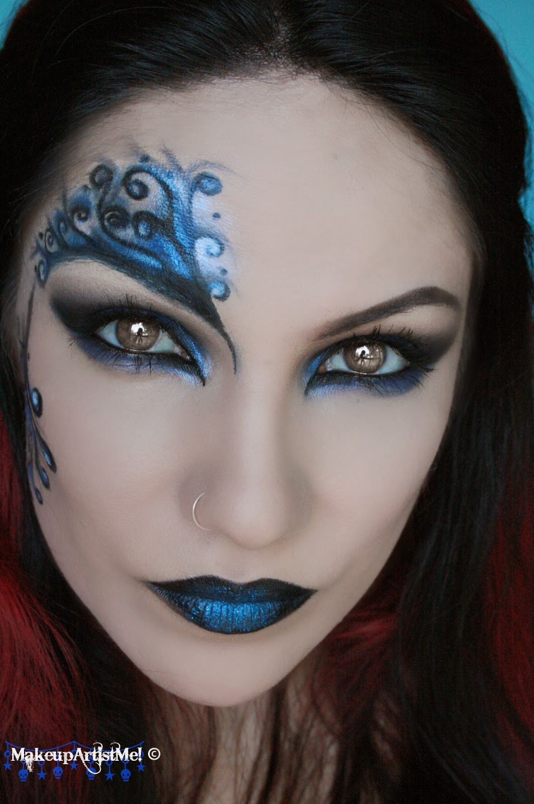 Blue Secret- blue masquerade makeup tutorial