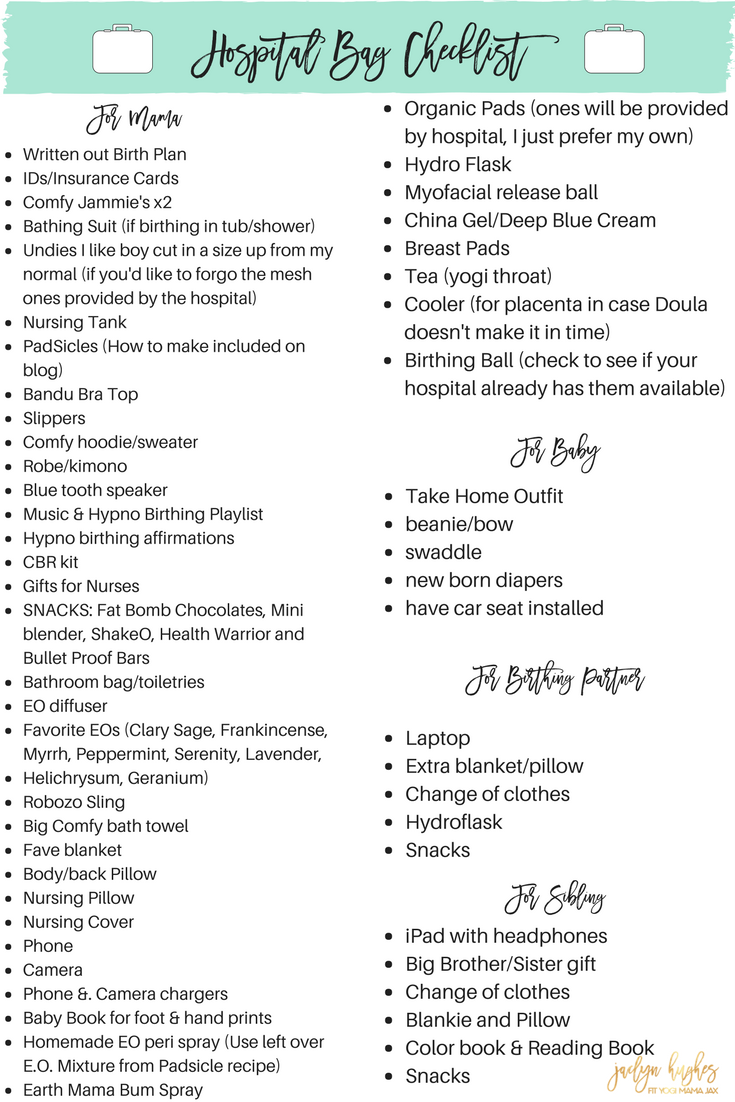 newborn hospital checklist