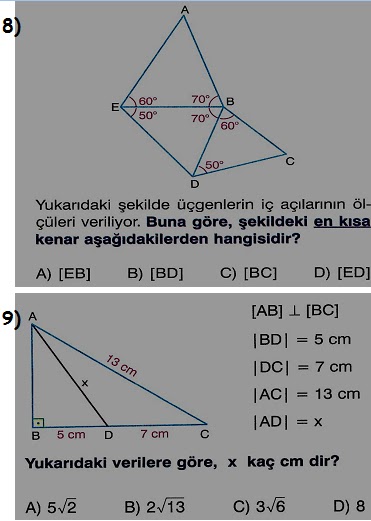 8. Sinif Matematik 2. Dönem 1. Yazılı Soruları 2013 - Ders ve Çalışma