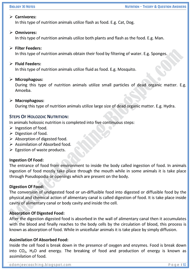 nutrition-descriptive-question-answers-biology-11th