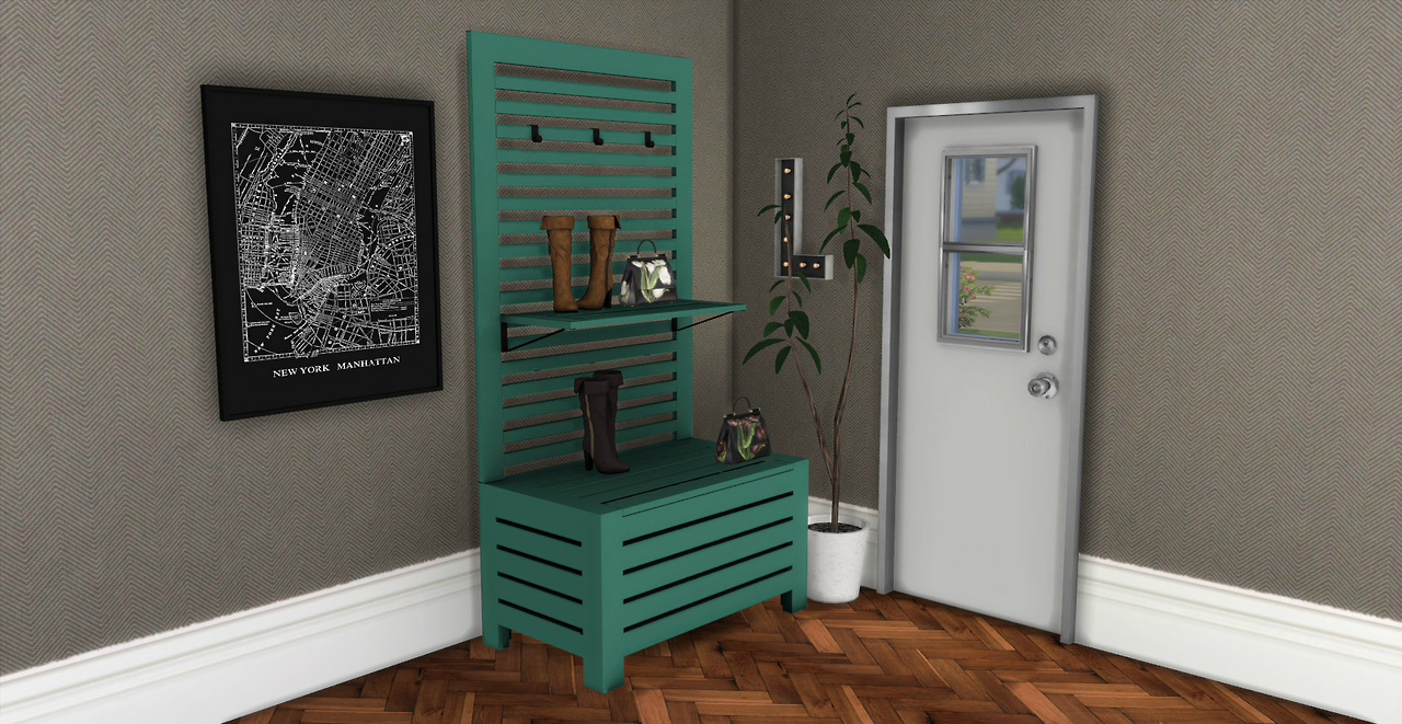 Sims 4 CC's The Best HALL RACK AND DECO by Leo Sims