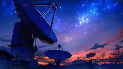 anime sky night satellite dish 4k scenery ultra stars