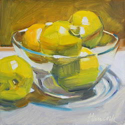 bowl lemons glass lemon painting fruit still paintings oil paint hancock gretchen acrylic bowls clear pastel key gives gold background