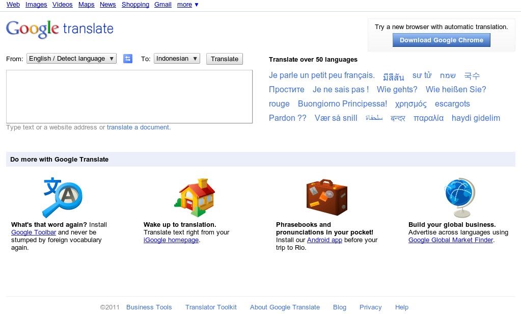 Google Translate Indonesian To English / English to Indonesian