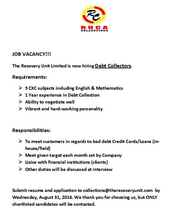 debt collection resume