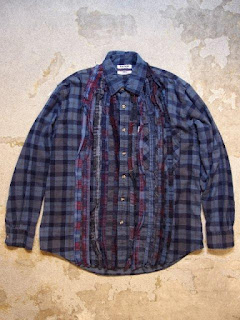 REBUILD BY NEEDLES "Ribbon Flannel Shirt - Indigo Dye & Black Dye" Fall/Winter 2015 SUNRISE MARKET