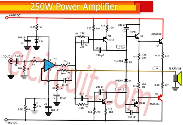 250 Watt power amplifier circuit