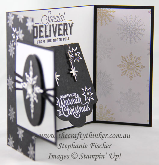 #cardmaking, #christmascard, Gate fold card, Xmas, Christmas card, Earring gift card, fancy fold, #thecraftythinker, Stampin' Up Australia Demonstrator, Stephanie Fischer, Sydney NSW