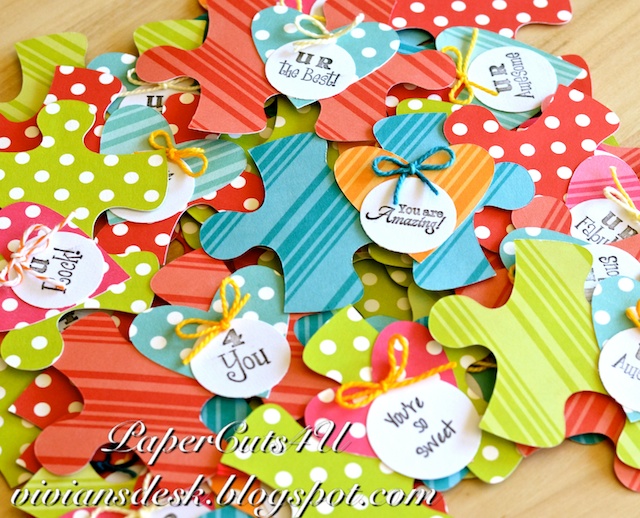 Vivian's Desk Valentine Cards with Puzzle Pieces