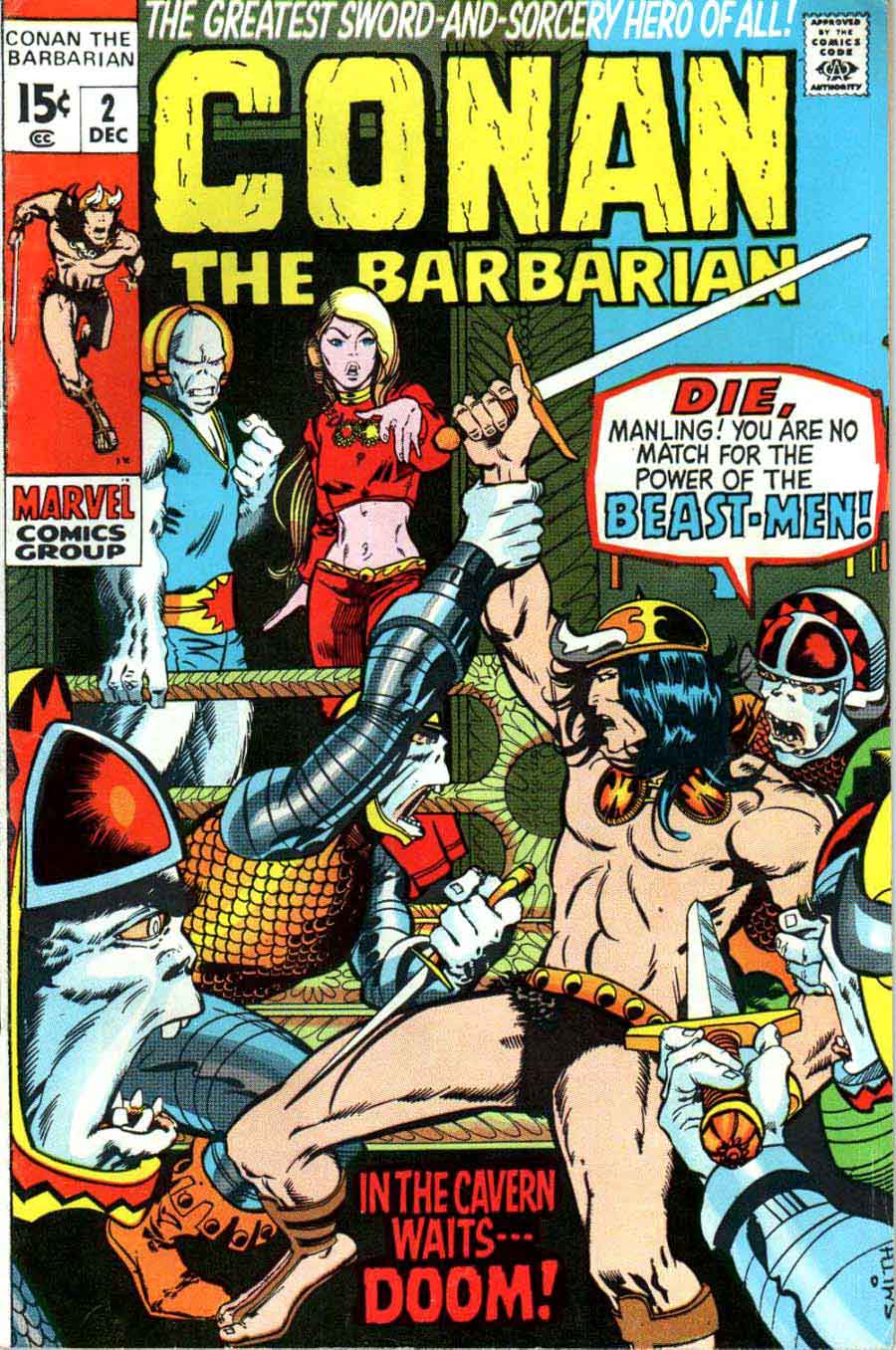 Conan the Barbarian v1 #2 marvel comic book cover art by Barry Windsor Smith
