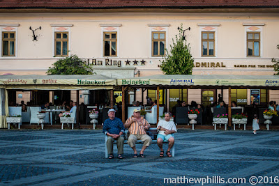 Chilling in the main square in Sibiu, Romania.