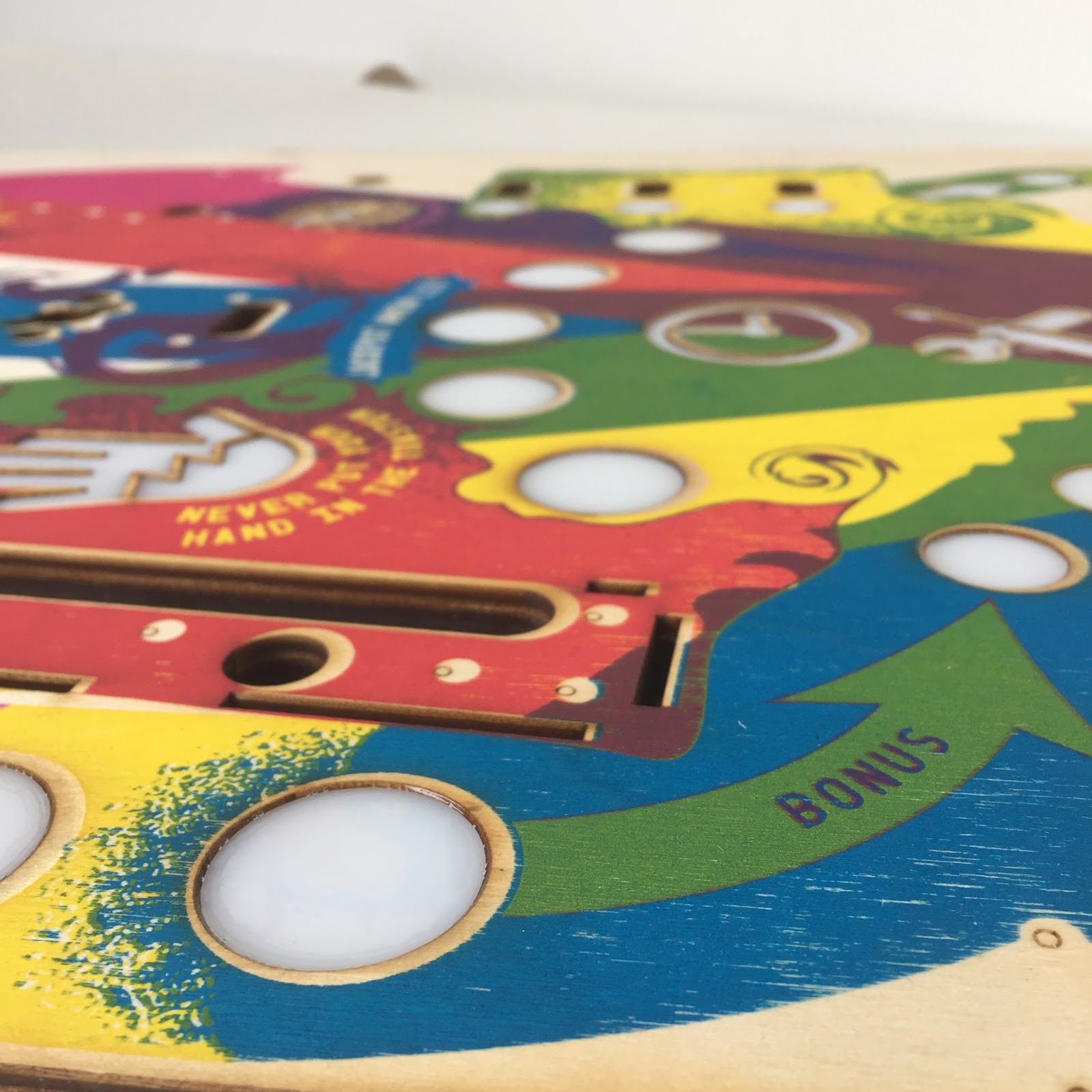Jono Sandilands Never Poorman's pinball playfield clear coat