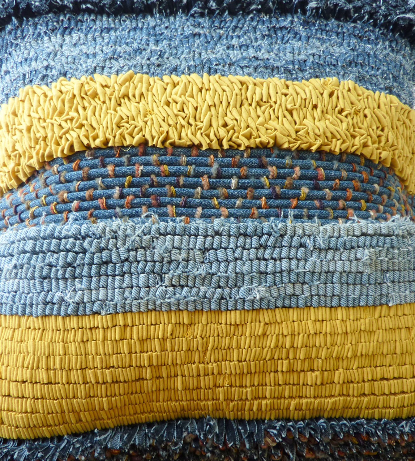 V & M Rag Rug, Recycled Denim Cushion